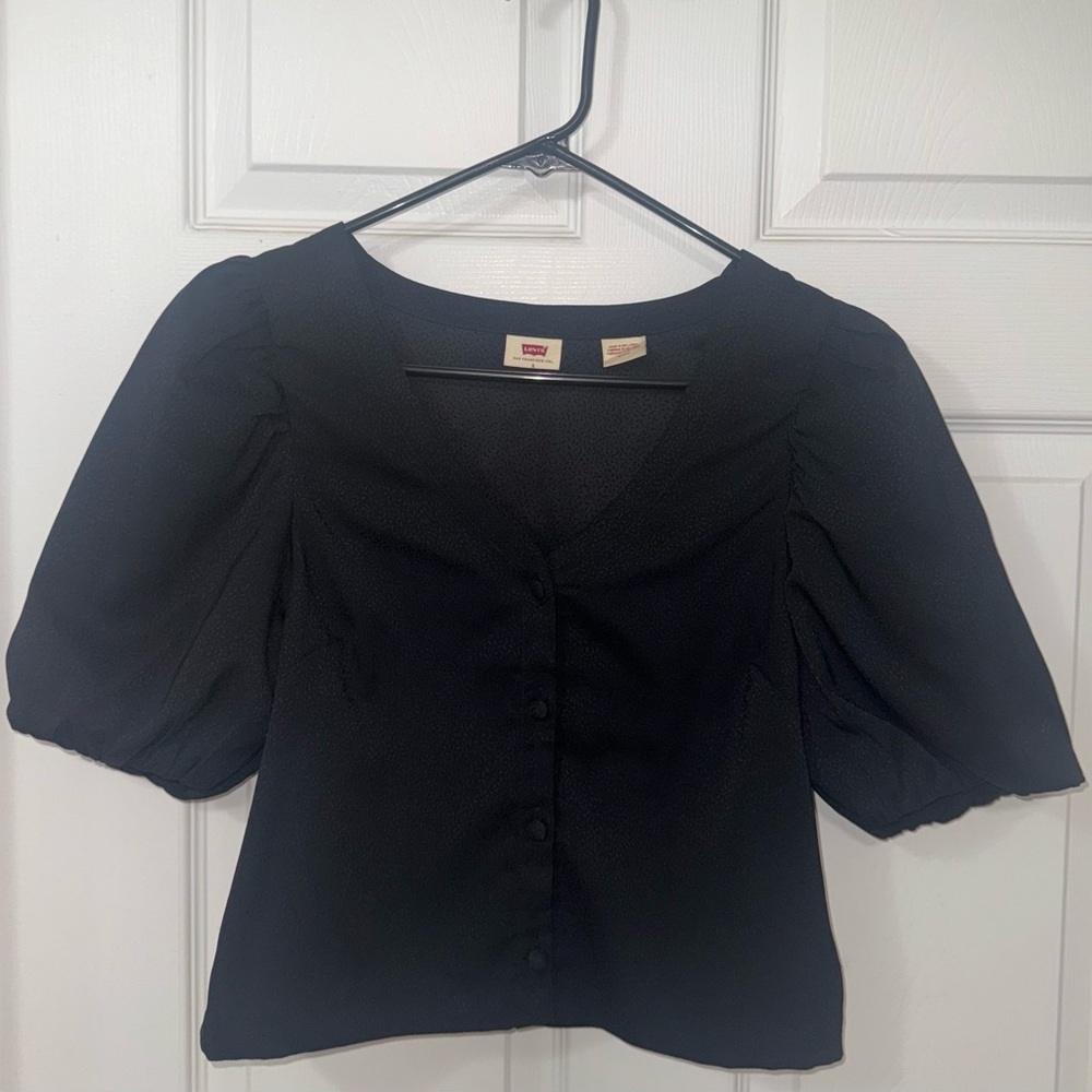 Levi's Black Puff Sleeve Blouse
